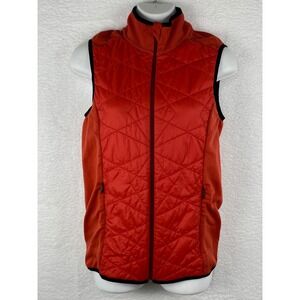 Athleta Womens Medium Burnt Orange Quilted Puffer Vest Ribbed Back Hiking